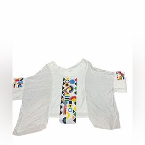 White Geometric Patterned Women's Tunic